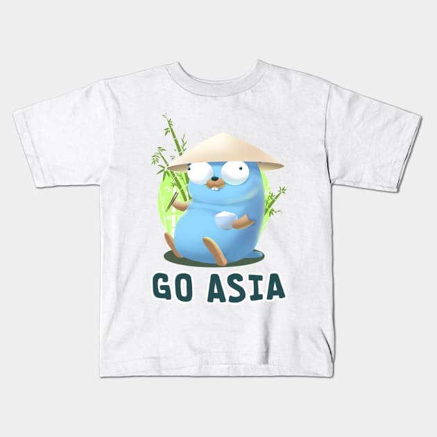 Gopher Golang Go Asia Kids T-Shirt by clgtart